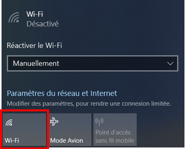 Réseau wifi désactivé