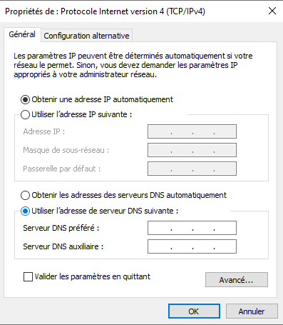 Changement de DNS